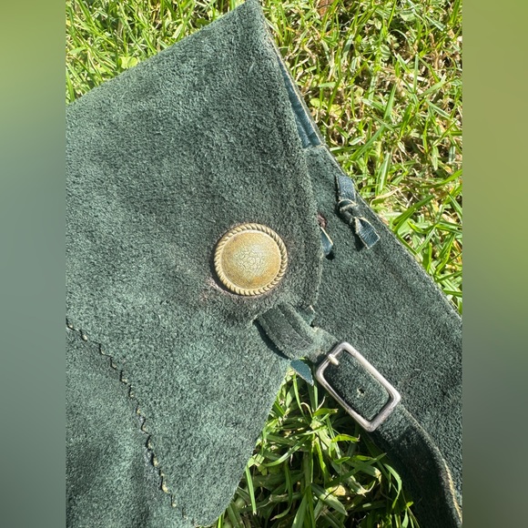 60s-70s Vintage Green Suede Chaps - Picture 7 of 15